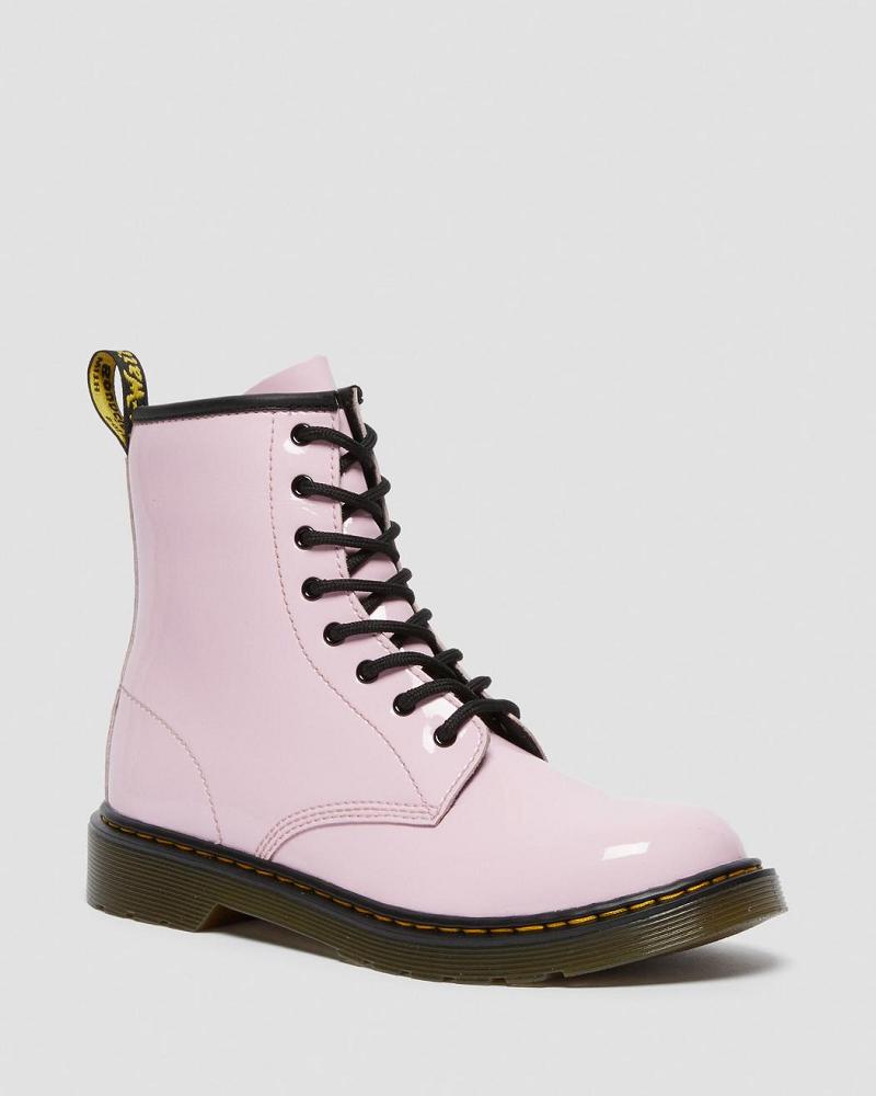 Pink Kids\' Dr Martens Youth 1460 Patent Leather Lace Up Boots | CA 712EBC